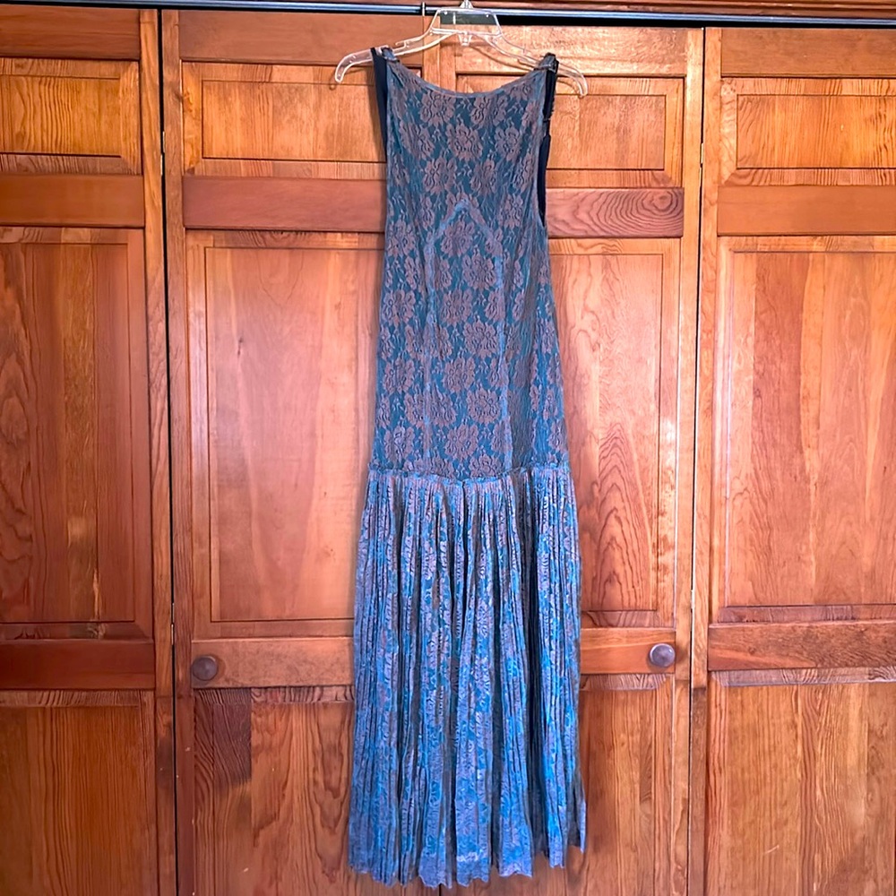 Free people moss/gold lace maxi formal